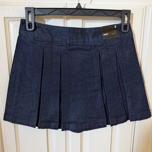 Express Dark Blue Pleated Mini Skirt